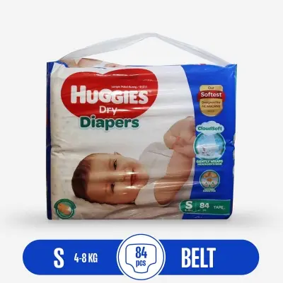 Picture of Huggies Dry Belt Baby Diaper S (4-8 KG)-80 Pcs