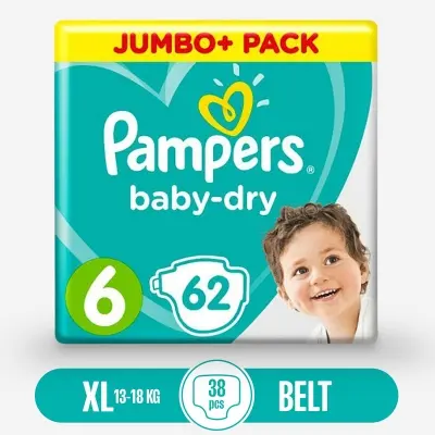 Picture of Pampers Disposable Baby Diaper Belt - Size-6(13-18kg) - 62pcs (UK)