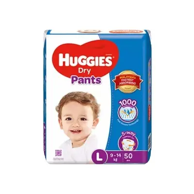 Picture of Huggies Dry Large Pant Diaper 9-14Kg - 50 Pcs, Made in Malaysia