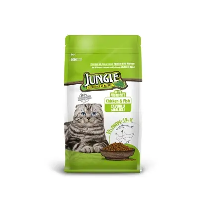 Picture of Jungle Adult Cat Food Chicken & Fish 500gm Pack, Made in Turkey