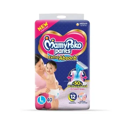 Picture of Mamy_poko Baby Diapers Large Pants 40 Pcs Pack (09-14kg), Made in India