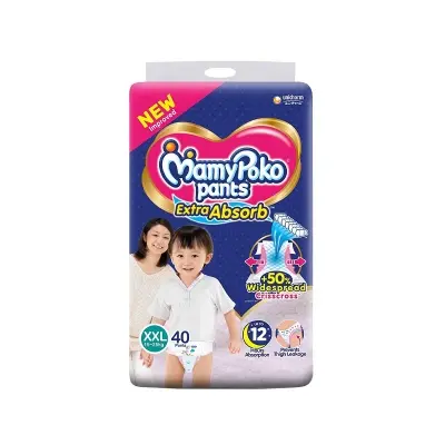 Picture of Mamy_poko Baby Diaper XXL Pants 40 Pcs Pack (15-25kg), Made in India