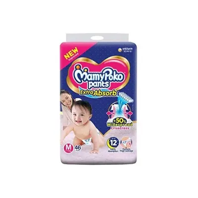 Picture of Mamy_poko Baby Diapers Medium Pants 46 Pcs Pack (07-12kg), Made in India