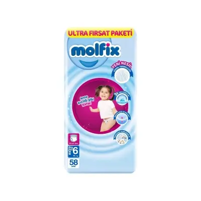 Picture of Molfix 6 Pants Baby Diapers(15+kg) 58 Pcs, Turkey