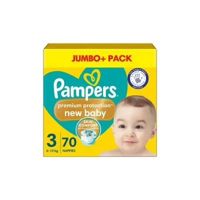 Picture of Pampers Diapers Newborn Size 3 Belt 6-10kg 70 Pcs Pack, Made in UK