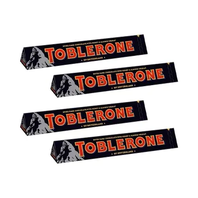 Picture of Toblerone Dark Chocolate with Honey and Almond Nougat Pack of 4 X 100g Switzerland