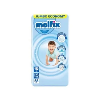 Picture of Molfix 5 Belt Baby Diaper 11-25kg 58 Pcs Pack, Made in Turkey