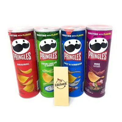 Picture of Pringles Chips Variety Pack - Original, Sour Cream & Onion, Salt & Vinegar, BBQ - 4 Pcs, Made in USA