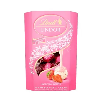 Picture of Lindt Lindor Strawberries and Cream Chocolate Truffles – 200g Box Wholesale Express BD