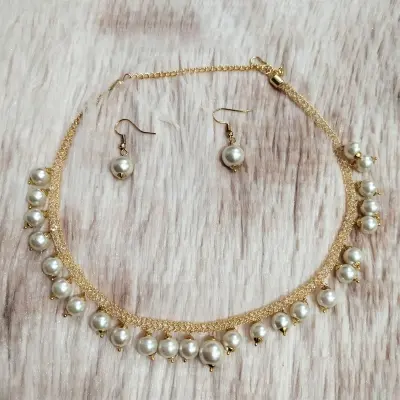 Picture of Pearl Necklace Women Jewelry Choker Trendy Pearl Neck Choker Necklaces Earring for Women Simple