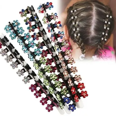 Picture of 12 Pcs Crystal Flower Mini Hair Claw Clamp Hair Clip Hair Pins Hair Accessory
