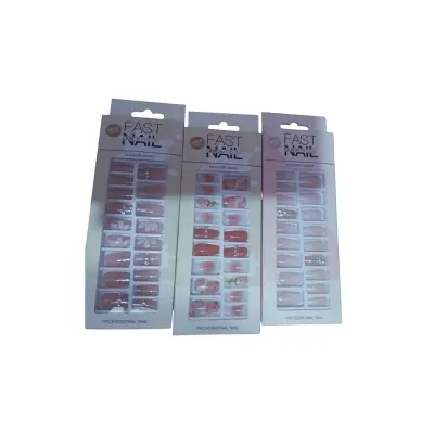 Picture of 12piece press-on nails with glue for women DIY long-lasting wearable false stick-on nails with cute and stylish designs