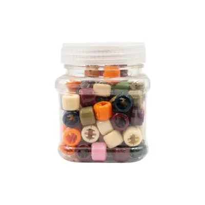 Picture of 100 Pieces Mini Hair Claw Clips Colorful Bead Hair Pins Clamps Small Plastic Hair Claws for baby Girl kid toddler Women Accessory