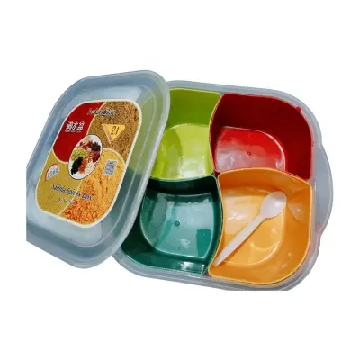 Picture of Food Grade Plastic Spice Box with 4 Spice Containers with free Spoon ( 1- Box)