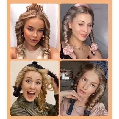 Picture of ✨1 hair curling headband 
✨1 clip
✨2 scru