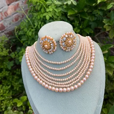 Picture of Layer Pearl Choker Necklace Women Dating Wedding Tavelling