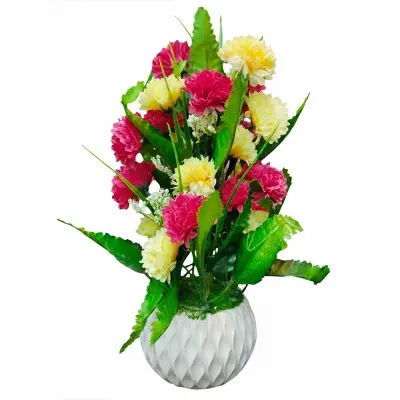 Picture of Artificial flowers in a vase. 