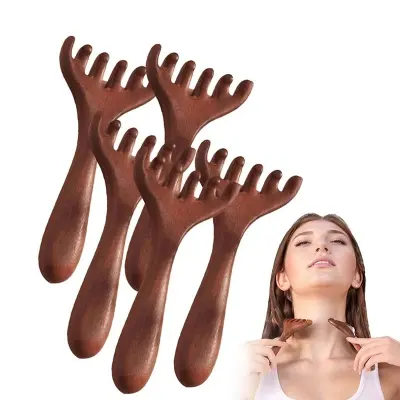 Picture of wooden massage and scraping tool. It is mainly used to massage different parts of the body like the neck, shoulders, back, arms, and legs.