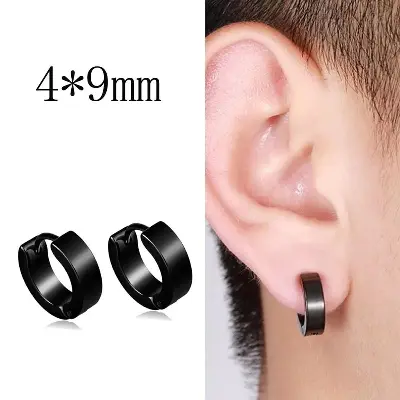 Picture of stainless steel mens earrings - Black