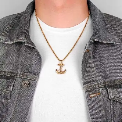 Picture of New Vintage Caribbean Pirate Anchor Pendant Men's Necklace