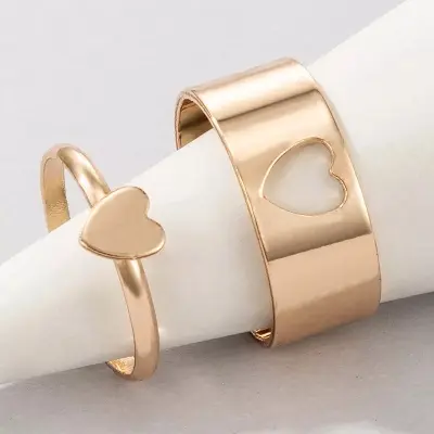 Picture of Love King and Queen Couple Ring Set In  hart
