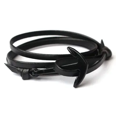 Picture of New Fishhook Anchor Charm Bracelets Black Anchor Bracelet