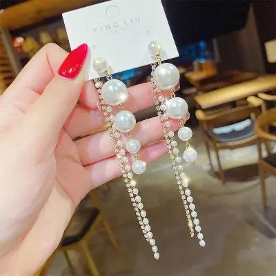 Picture of Big Pearl Dangle Earrings For Women