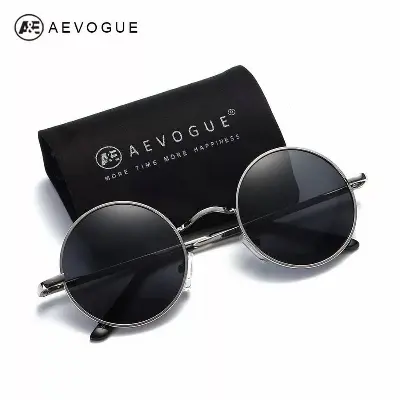 Picture of Round Sunglasses Men Black Classic Sunglasses Brand Design