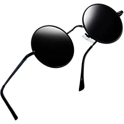 Picture of Round Sunglasses Men Black Classic Sunglasses Brand Design