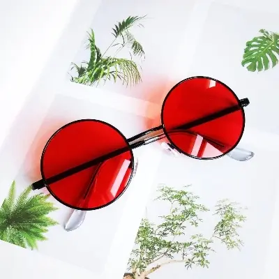 Picture of Style Small Round Shape Red Sunglasses For Men