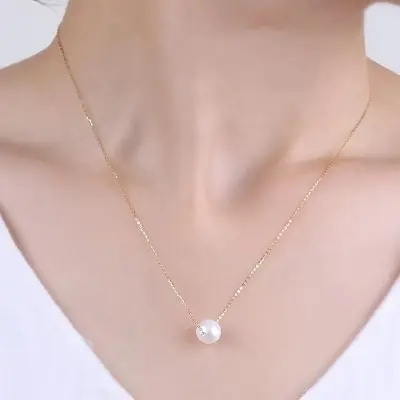 Picture of White Pearl Pendant Necklace for Women Elegant Jewelry Accessory