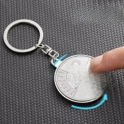 Picture of Mini Perpetual Calendar Keychain Ring Unique Metal 50 Years Calendar Keyring Key Chain