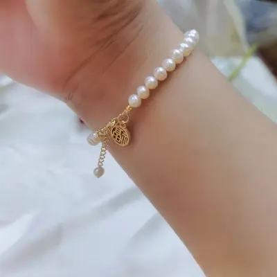Picture of Pearl Fortune Bracelet with Adjustable Chain Length Anniversary Birthday