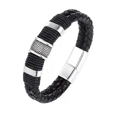 Picture of Decor Faux Leather Braid Rope Buckle Bracelet Bangle Charm Gift