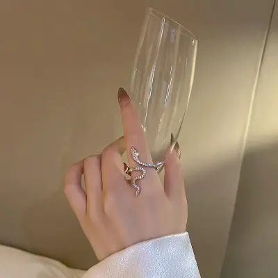 Picture of Open Snake Ring Adjustable Stone Snake Ring for Women