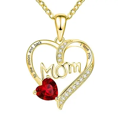 Picture of Heart Design Zircon Hollow Heart-shaped Neck Jewelry  Gift for mom