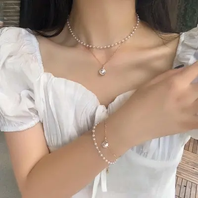 Picture of Korean Luxury Pearl Pendant Necklace  For Women