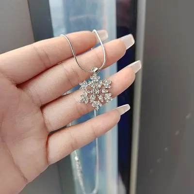 Picture of Elegant Jewelry Set for Women, Full Micro-studded Diamonds, Pendant Necklace, Small Earrings, Snowflake, Simple Jewel