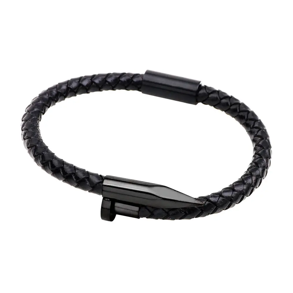 Picture of Lavish indulgent - Stainless Steel Charm Cuff Wristband Bangle with Magnetic Clasp/Leather Bracelet for Men - Sensible - Must Have