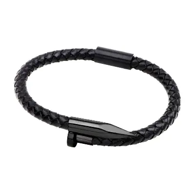 Picture of Lavish indulgent - Stainless Steel Charm Cuff Wristband Bangle with Magnetic Clasp/Leather Bracelet for Men - Sensible - Must Have