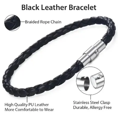 Picture of Trendsetter - Fashion Innovator - Premium Quality - Men's Personalised Clasp Plaited Leather Bracelet - Modern - Choice Expression