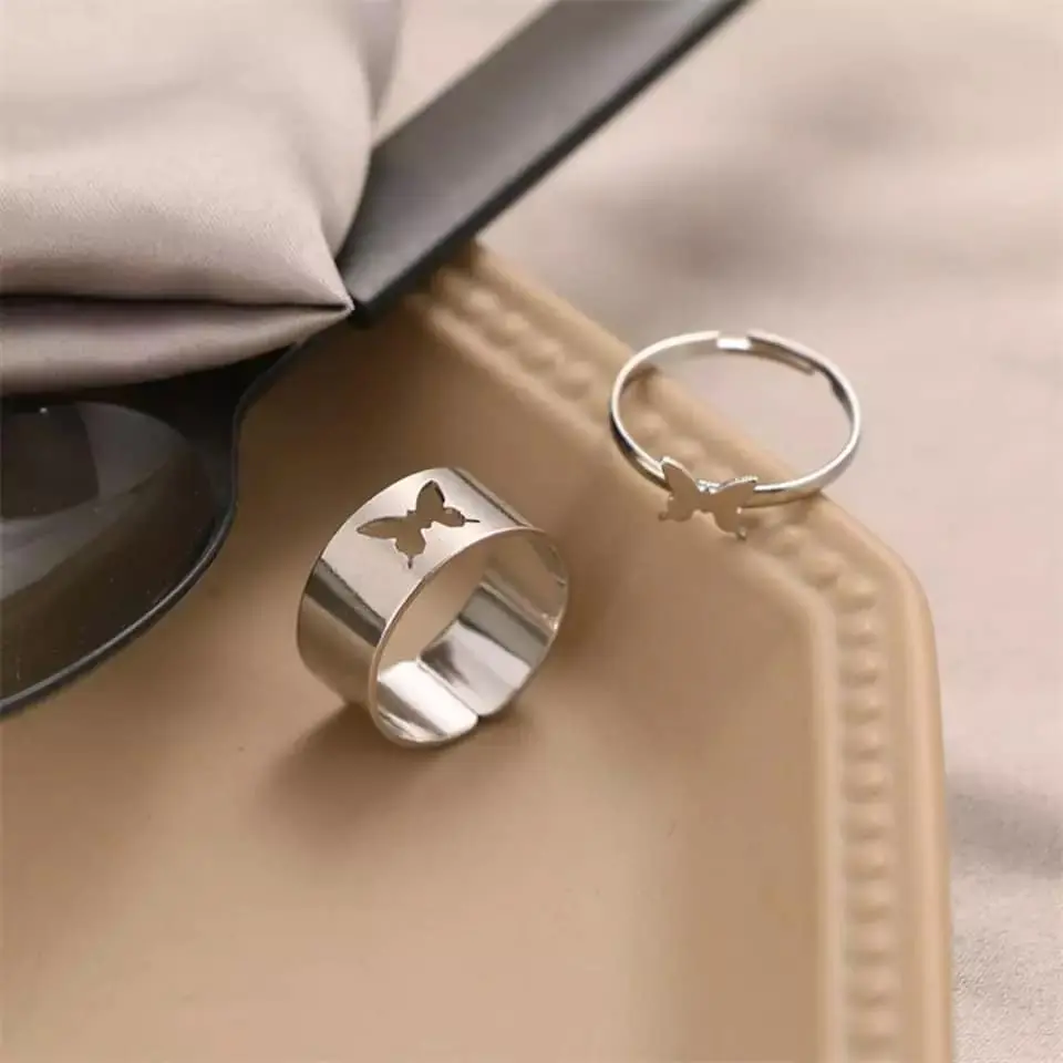 Picture of Butterfly King and Queen Couple Ring Set-2Pcs