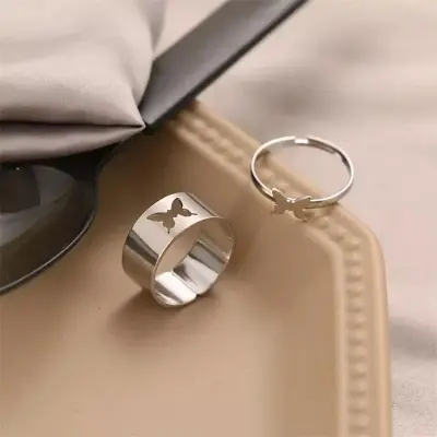 Picture of Butterfly King and Queen Couple Ring Set-2Pcs