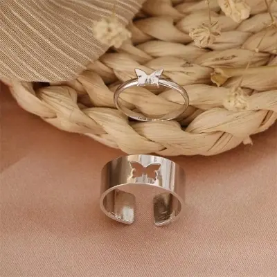 Picture of Butterfly King and Queen Couple Ring Set-2Pcs