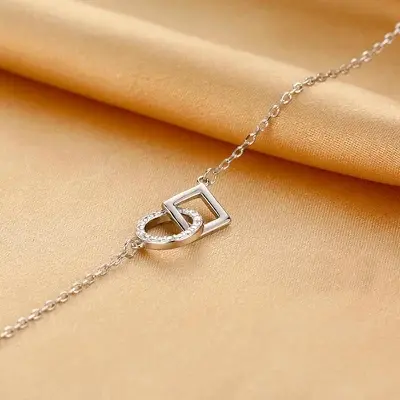Picture of Luxury Zircon Crystal Pendant Necklaces For Women Korean Fashion Sweet Sexy 316L Stainless Steel Neck Chain Jewelry