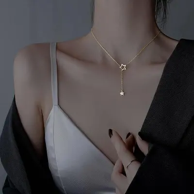 Picture of Stylish - Modern Vibe - Highly Durable - Korean Style New Crystal Star Chain Necklace For Women - Sustainable Choice - Understated Sophistication