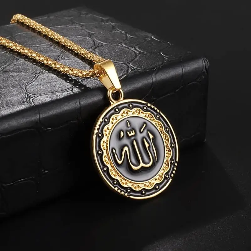 Picture of Stylish - Modern Vibe - Highly Durable - Golden Pendant Allah hu Pendant Necklace For Man & Women - Sustainable Choice - Designed - Urban Vibes