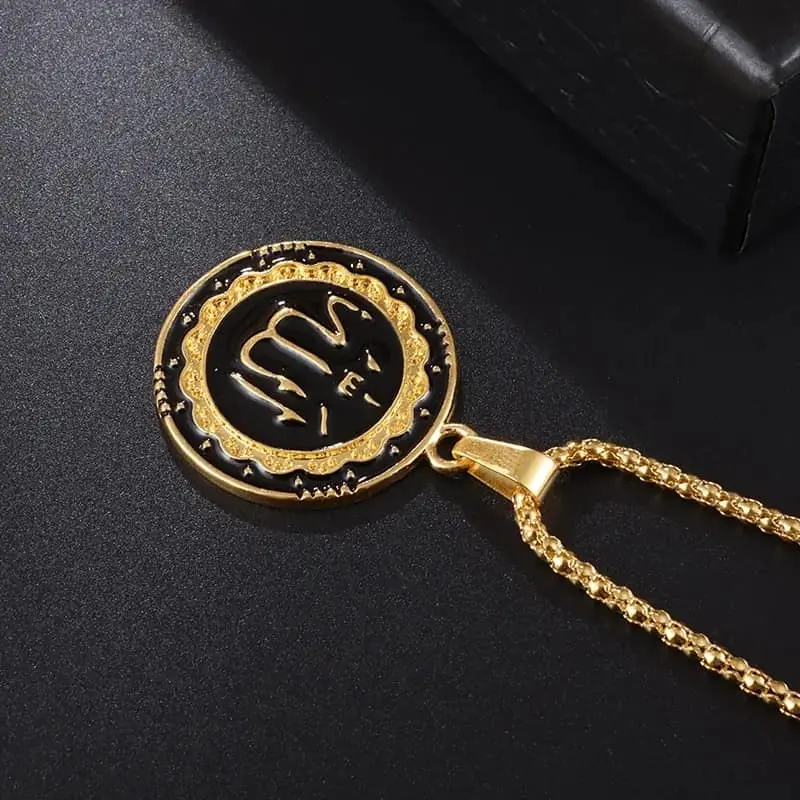 Picture of Stylish - Modern Vibe - Highly Durable - Golden Pendant Allah hu Pendant Necklace For Man & Women - Sustainable Choice - Designed - Urban Vibes