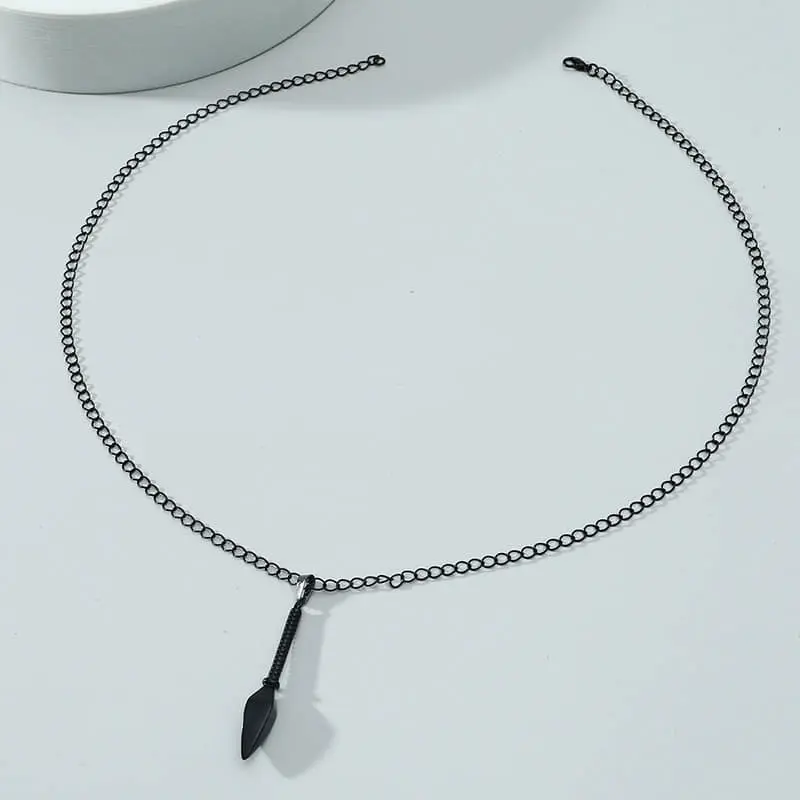 Picture of Hip Hop Punk Rock Men's Design Matte Black Long Necklace with Arrow Pendant Jewelry Chain Necklaces Gift For Men Women/Hot Fashion