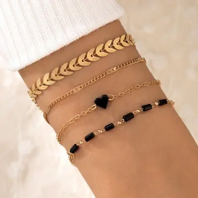 Picture of 4 In 1 Bracelets Bohemian Wind Flower Starfish Buckle Ring Circle Bracelet Set - Breslet For Women